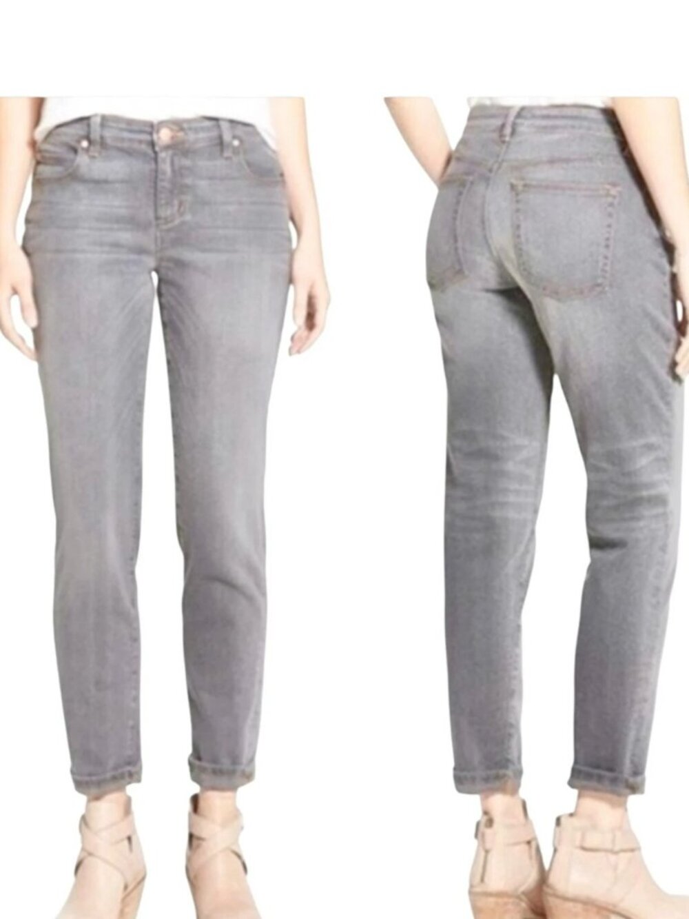 Eileen Fisher Women Jeans 14 Light Gray Wash Stretch Organic Cotton Sustainable